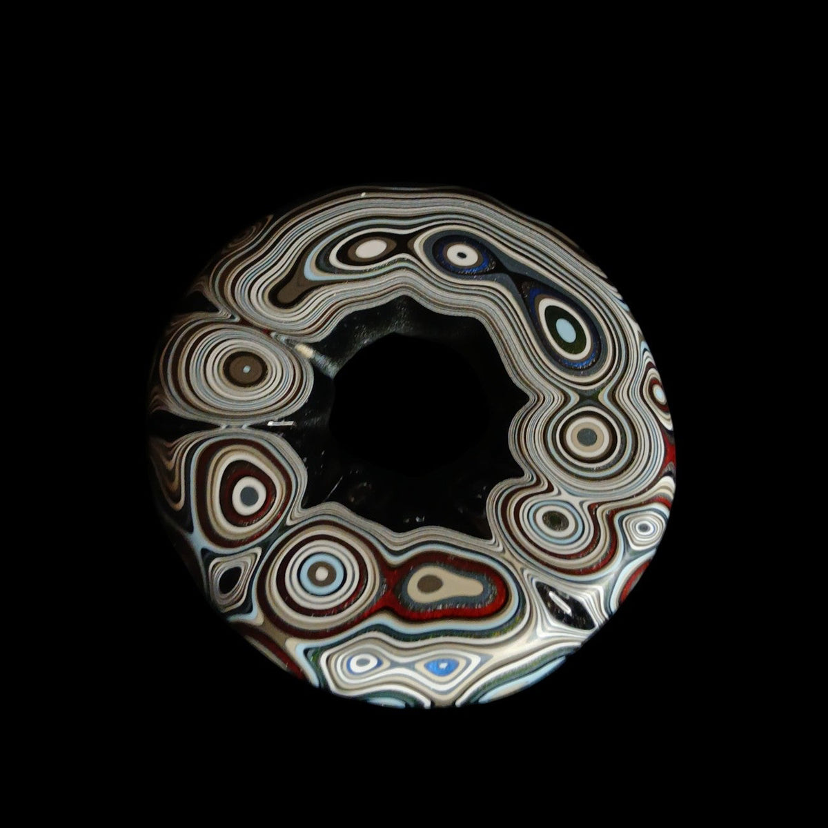 Fordite Haus: Crystals & Fordite polished automotive paint mini sphere stand with colorful agate-like enamel layers
