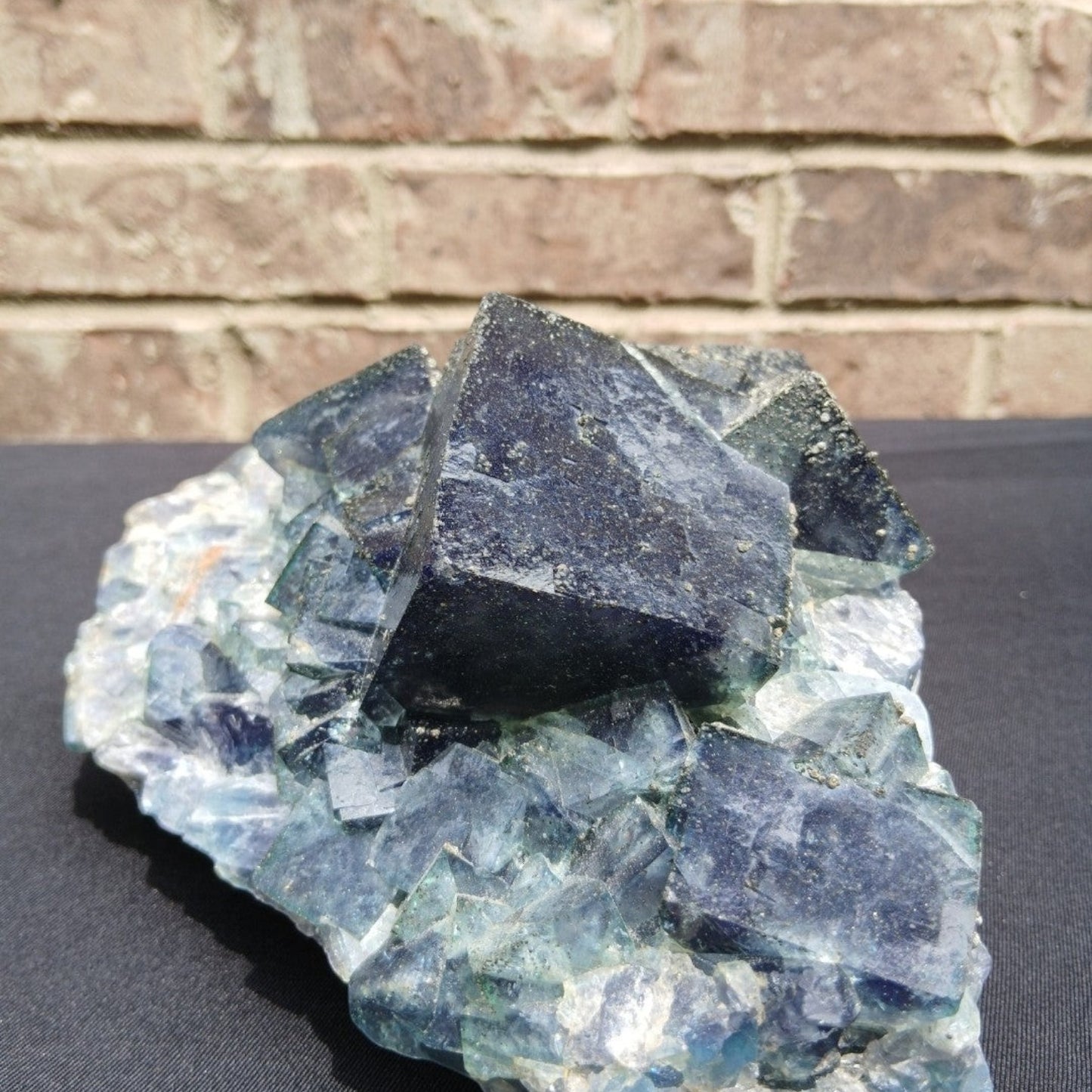 Fordite Haus: Crystals & Fordite 6lb green cubic fluorite mineral specimen with pyrite dusting from Superior Mine