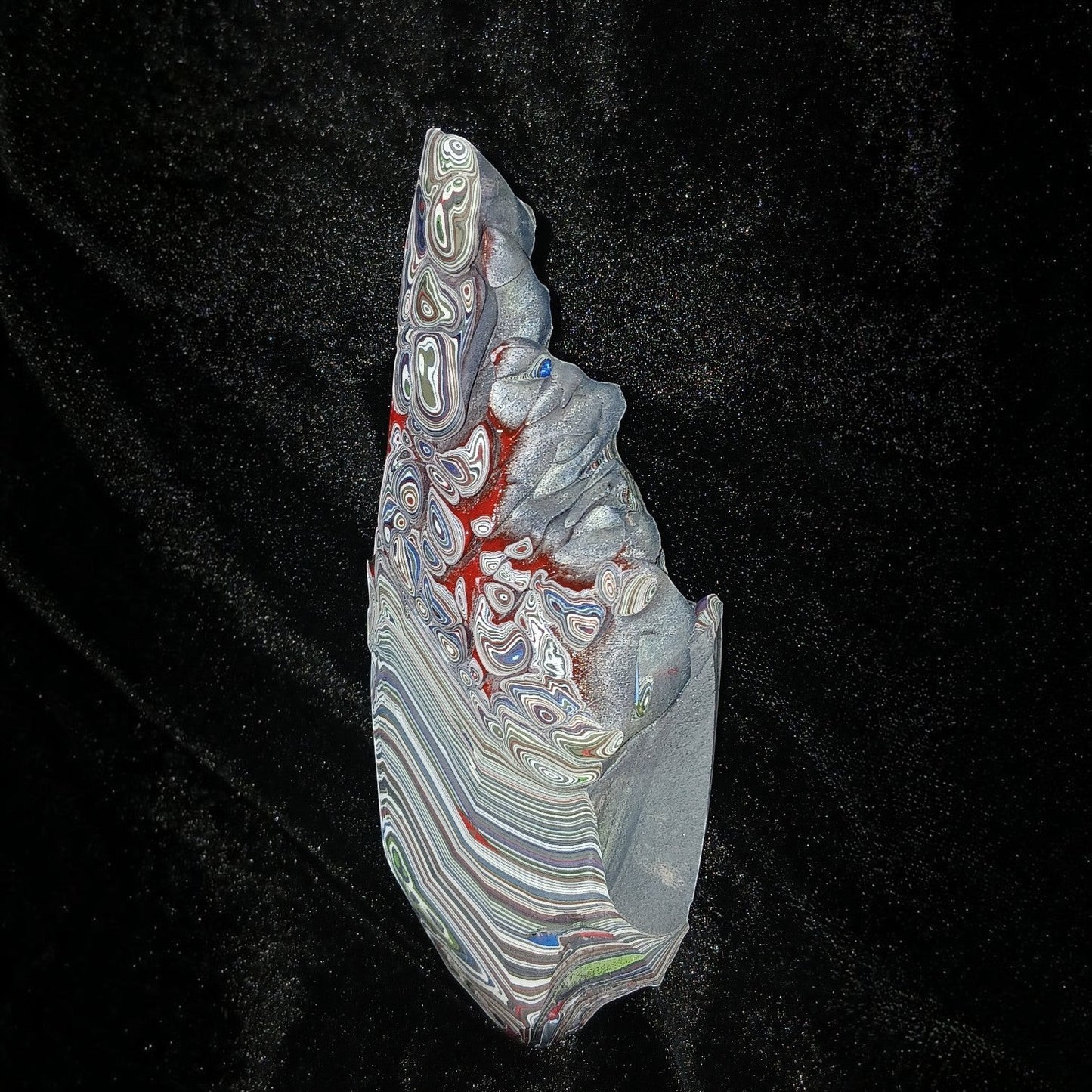 Fordite Haus: Crystals & Fordite 84g Jeepite slab with colorful enamel paint layers and textured industrial finish