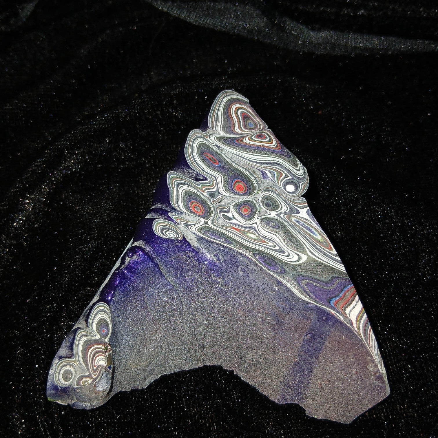 Fordite Haus: Crystals & Fordite 52g Jeepite specimen with vibrant multi-colored paint layers and purple base