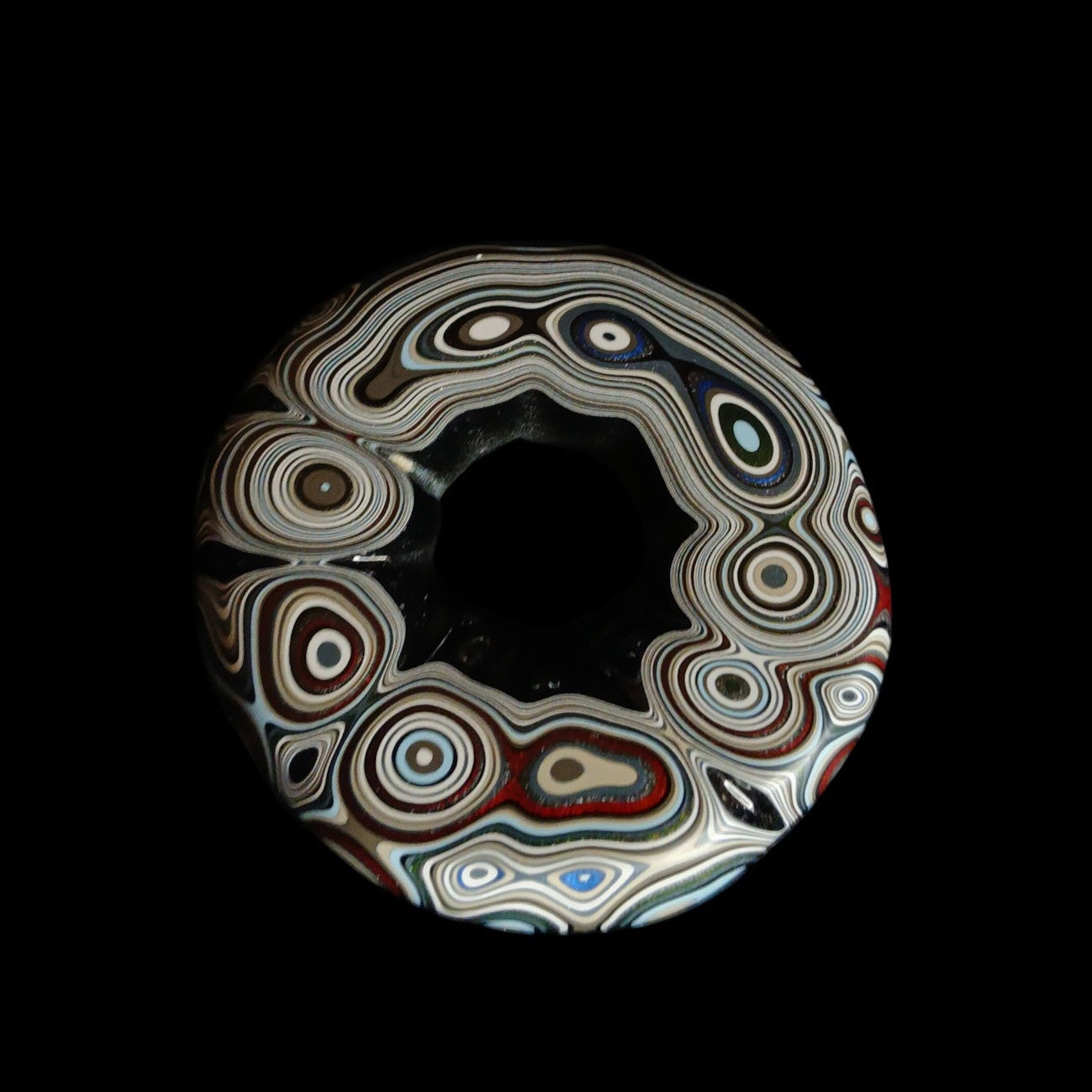 Fordite Haus: Crystals & Fordite polished automotive paint mini sphere stand with colorful agate-like enamel layers